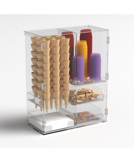 E-1248 PCN - Vetrina multiuso in plexiglass trasparente munita di sportelli frontali - Misure: 47 x 24 x H62 cm