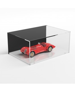 E-930 TEC-X - Personalizzabile - Teca espositiva in plexiglass da banco con base avvitata bianca | lato nero - spess. 5 mm