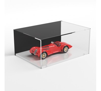 E-930 TEC-X - Personalizzabile - Teca espositiva in plexiglass da banco con base avvitata bianca | lato nero - spess. 5 mm