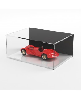 E-930 TEC-X - Personalizzabile - Teca espositiva in plexiglass da banco con base avvitata bianca | lato nero - spess. 5 mm