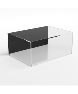 E-930 TEC-X - Personalizzabile - Teca espositiva in plexiglass da banco con base avvitata bianca | lato nero - spess. 5 mm