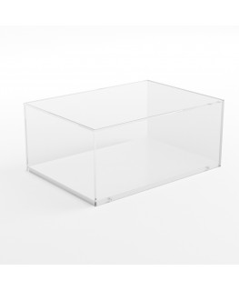 E-932 TEC-X - Personalizzabile - Teca espositiva in plexiglass da banco con base avvitata bianca | lato trasparente - spess. ...