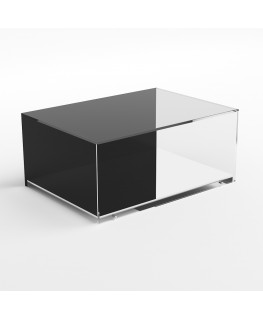 E-938 TEC-X - Personalizzabile - Teca espositiva in plexiglass da banco con base a specchio avvitata | lato nero - spess. 5 mm