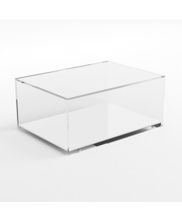 E-939 TEC-X - Personalizzabile - Teca espositiva in plexiglass da banco con base a specchio avvitata | lato trasparente - spe...