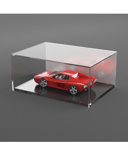 E-940 TEC-X - Personalizzabile - Teca espositiva in plexiglass da banco con base trasparente avvitata | lato bianco - spess. ...