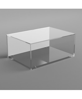 E-940 TEC-X - Personalizzabile - Teca espositiva in plexiglass da banco con base trasparente avvitata | lato bianco - spess. ...