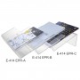 Expositor modular de plexiglás transparente para revistas y periódicos.