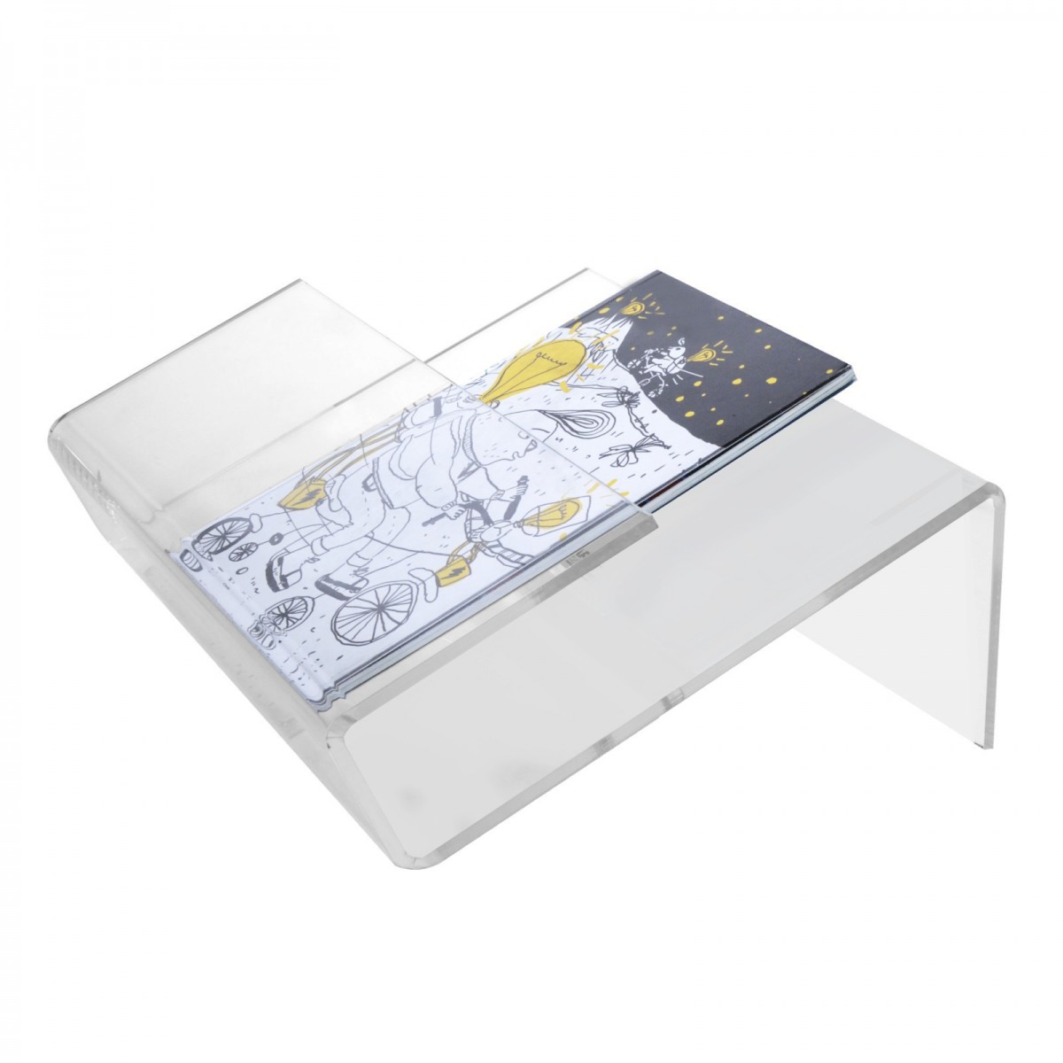 E-414 - Espositore da banco in plexiglass trasparente porta riviste e quotidiani modulare
