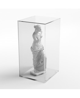 E-943 TEC-X - Personalizzabile - Teca espositiva in plexiglass da banco con base trasparente avvitata | lato trasparente - sp...