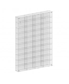 E-372 BAC - Bacheca/Vetrina in plexiglass trasparente scala 1:43 a 10 ripiani e 4 scomparti - Misure totali: 62x8x h83 cm