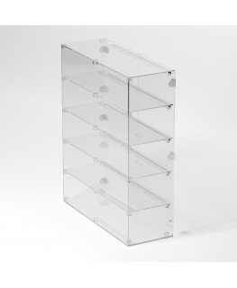 E-353 VET - Ampia vetrina espositiva in plexiglass trasparente a 5 ripiani - Misure: 80 x 30 x h100 cm