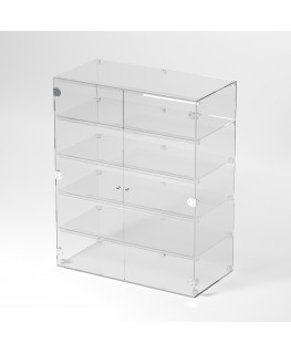 E-357 VET - Ampia vetrina espositiva in plexiglass trasparente a 5 ripiani - Misure: 80 x 40 x h100 cm