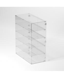 E-357 VET - Ampia vetrina espositiva in plexiglass trasparente a 5 ripiani - Misure: 80 x 40 x h100 cm