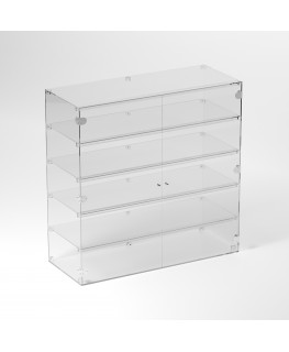 E-358 VET - Ampia vetrina espositiva in plexiglass trasparente a 5 ripiani - Misure: 100 x 40 x h100 cm