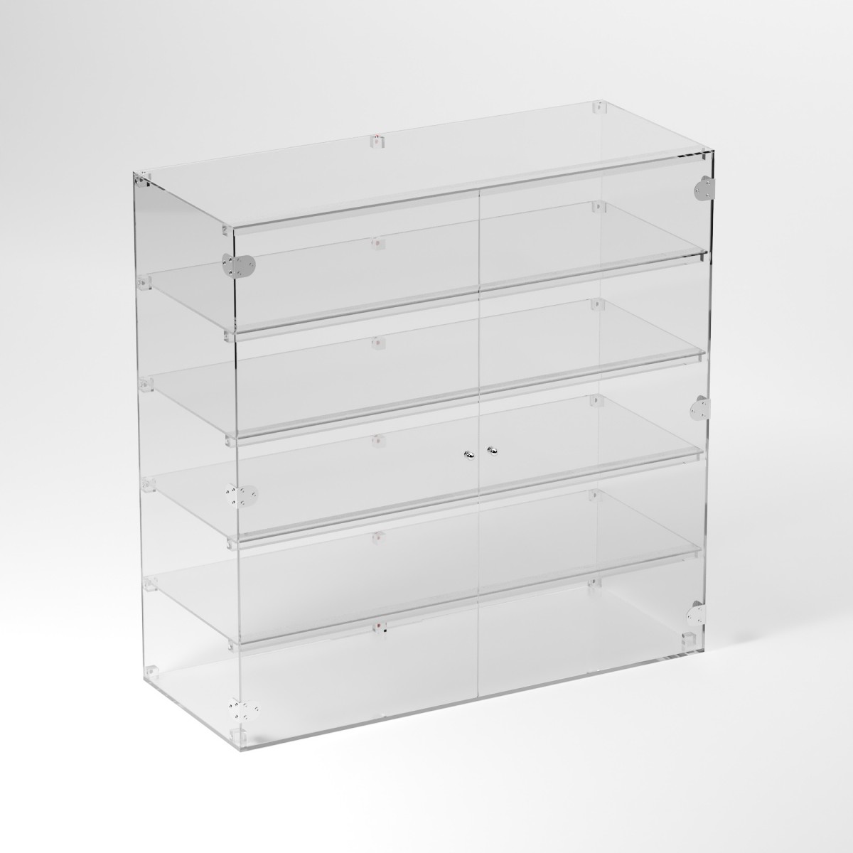 E-358 VET - Ampia vetrina espositiva in plexiglass trasparente a 5 ripiani - Misure: 100 x 40 x h100 cm
