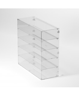 E-358 VET - Ampia vetrina espositiva in plexiglass trasparente a 5 ripiani - Misure: 100 x 40 x h100 cm