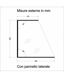 E-1189 PAR-C - Parafiato parasputi in plexiglass trasparente per alimenti con pannelli laterali - Misure: 90x30x H30 cm