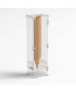 E-517 PCN - Porta coni gelato per cialde grandi capacità 1 foro con sportello - CM(LxPxH): 16x13x61