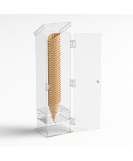 E-517 PCN - Porta coni gelato per cialde grandi capacità 1 foro con sportello - CM(LxPxH): 16x13x61