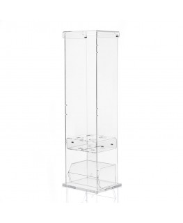 E-005 PCN - Porta coni gelato in plexiglass trasparente con vaschetta porta cucchiaini a 4 fori - Misure: 16 x 13 x H61 cm