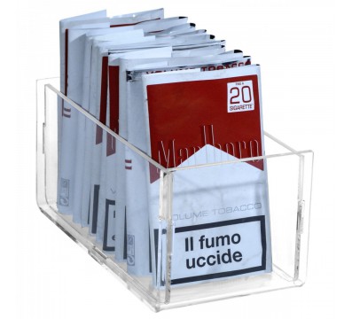 E-419 - Espositore in plexiglass trasparente da banco per buste di trinciato o caramelle