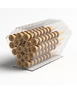 E-265 PCN - Porta coni in plexiglass trasparente orizzontale a 2 scomparti