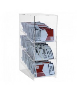 E-420 - Espositore porta buste di trinciato da banco in plexiglass trasparente