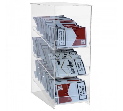 E-420 - Espositore porta buste di trinciato da banco in plexiglass trasparente