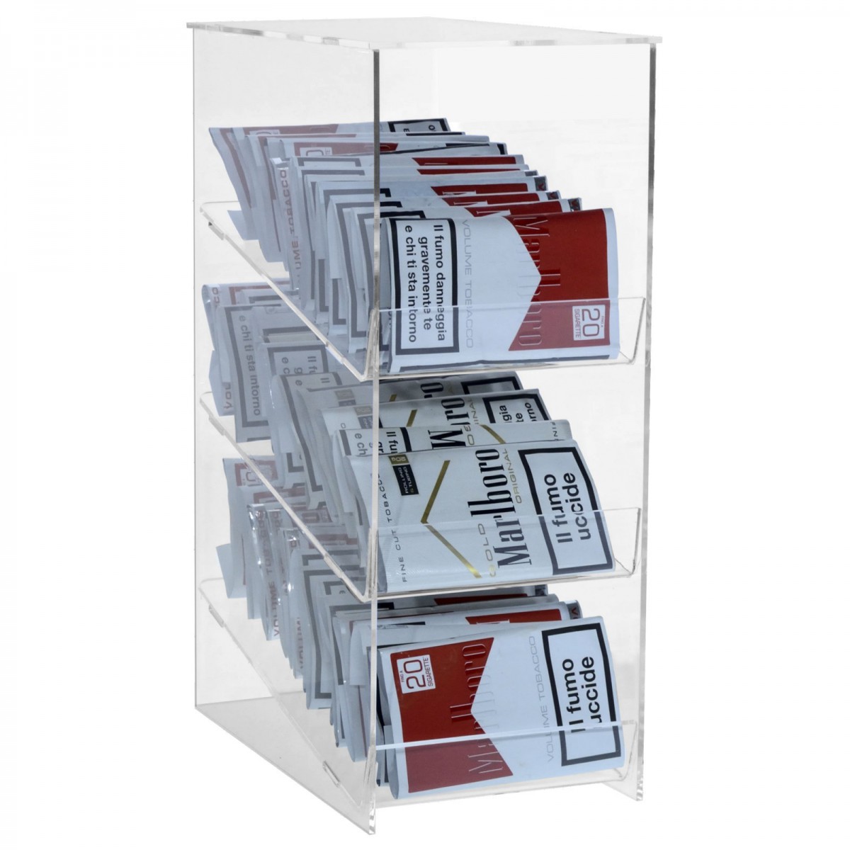 E-420 - Espositore porta buste di trinciato da banco in plexiglass trasparente
