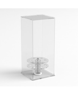 E-657 PCN - Porta coni girevole da banco in plexiglass trasparente e base colorata di forma quadrata