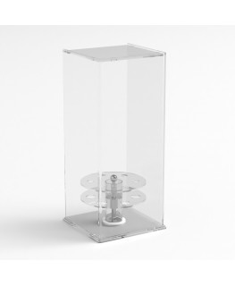 E-657 PCN - Porta coni girevole da banco in plexiglass trasparente e base colorata di forma quadrata