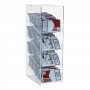 Toonbankdisplay voor versnipperde zakken in transparant plexiglas