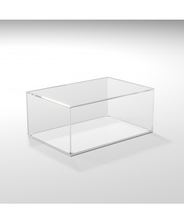 E-947 TEC-X - Personalizzabile - Teca espositiva in plexiglass da banco con base bianca appoggiata | lato trasparente - spess...