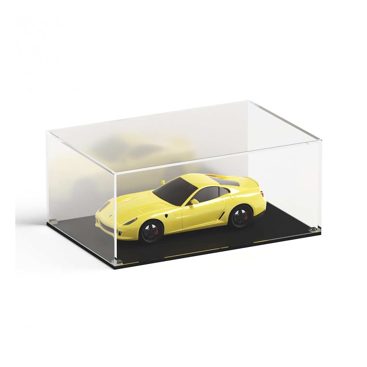 E-948 TEC-X - Personalizzabile - Teca espositiva in plexiglass da banco con base nera appoggiata | lato bianco - spess. 5 mm