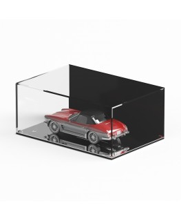 E-953 TEC-X - Personalizzabile - Teca espositiva in plexiglass da banco con base a specchio appoggiata | lato nero - spess. 5 mm