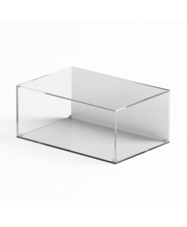 E-955 TEC-X - Personalizzabile - Teca espositiva in plexiglass da banco con base trasparente appoggiata | lato bianco - spess...