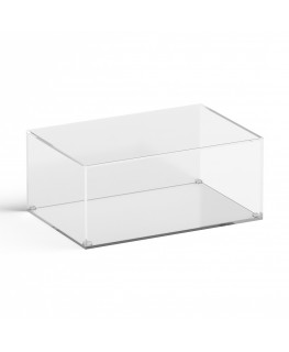 E-955 TEC-X - Personalizzabile - Teca espositiva in plexiglass da banco con base trasparente appoggiata | lato bianco - spess...