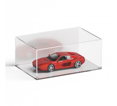 E-955 TEC-X - Personalizzabile - Teca espositiva in plexiglass da banco con base trasparente appoggiata | lato bianco - spess...