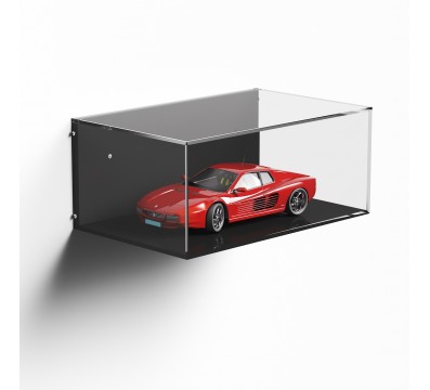 E-964 TEC-X - Personalizzabile - Teca espositiva in plexiglass da parete con retro avvitato base e lato neri - spess. 5 mm