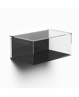 E-965 TEC-X - Personalizzabile - Teca espositiva in plexiglass da parete con retro avvitato base nera | specchio laterale - s...