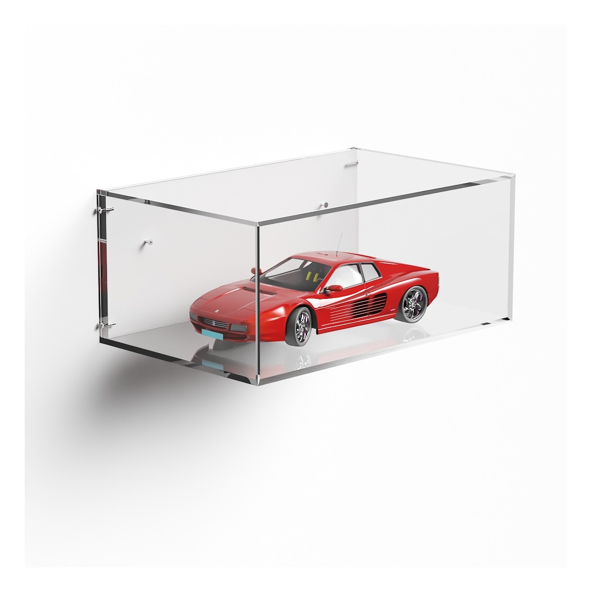 E-973 TEC-X - Personalizzabile - Teca espositiva in plexiglass da parete con retro avvitato base e lato trasparenti - spess. ...