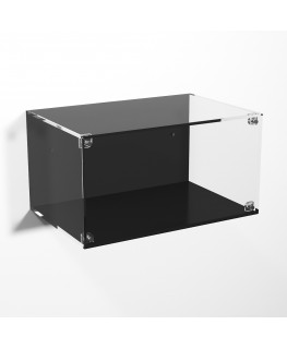 E-979 TEC-X - Personalizzabile - Teca espositiva in plexiglass da parete con sportello e chiusura a calamita base e lato neri...