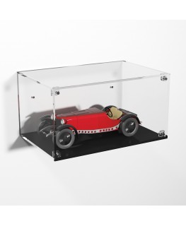 E-981 TEC-X - Personalizzabile - Teca espositiva in plexiglass da parete con sportello e chiusura a calamita base nera | lato...