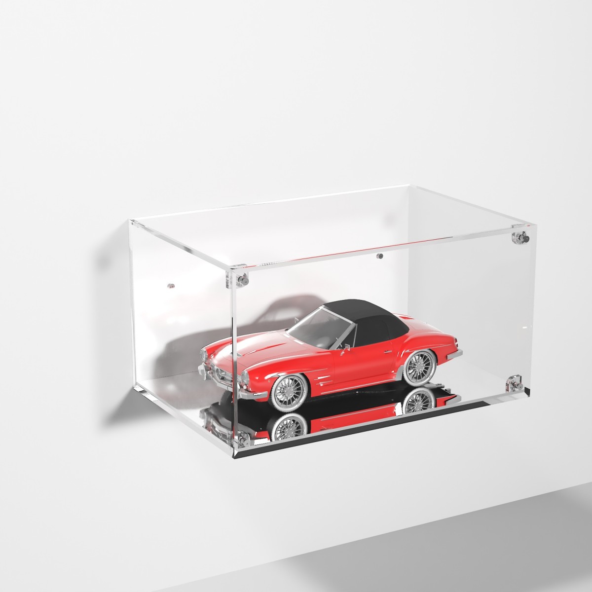 E-982 TEC-X - Personalizzabile - Teca espositiva in plexiglass da parete con sportello e chiusura a calamita base a specchio ...