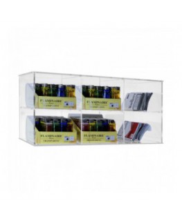 E-427 - Espositore universale in plexiglass trasparente porta cartine, sigarette, buste di trinciato e accendini