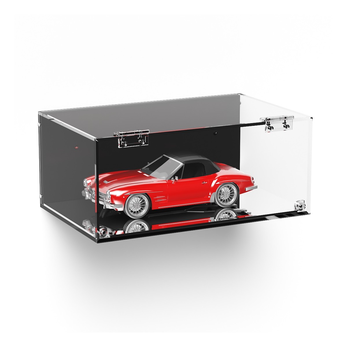 E-998 TEC-X - Personalizzabile - Teca espositiva in plexiglass da parete con sportello e cerniere frontali e chiusura a calam...