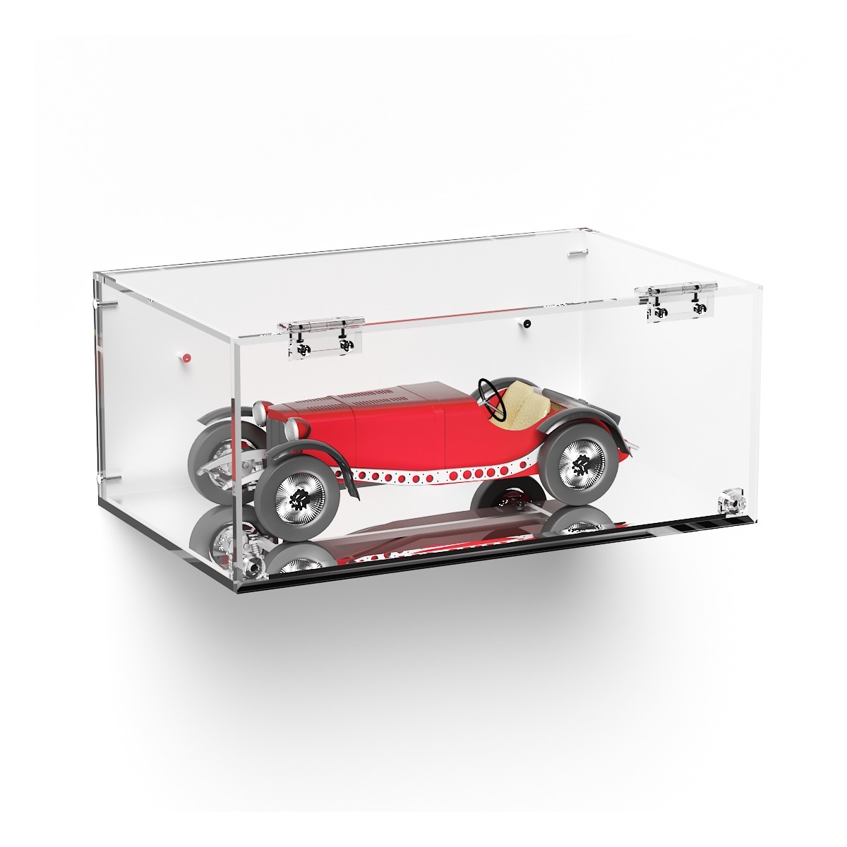 E-999 TEC-X - Personalizzabile - Teca espositiva in plexiglass da parete con sportello e cerniere frontali e chiusura a calam...