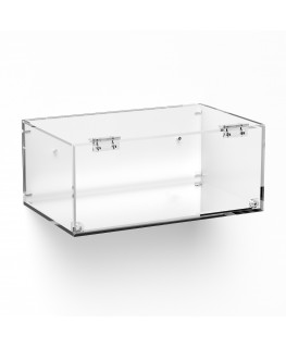 E-999 TEC-X - Personalizzabile - Teca espositiva in plexiglass da parete con sportello e cerniere frontali e chiusura a calam...
