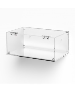E-999 TEC-X - Personalizzabile - Teca espositiva in plexiglass da parete con sportello e cerniere frontali e chiusura a calam...