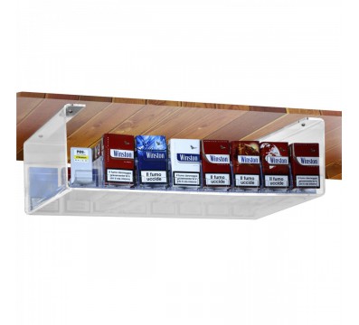E-431 - Espositore in plexiglass trasparente da soffitto porta sigarette da 20